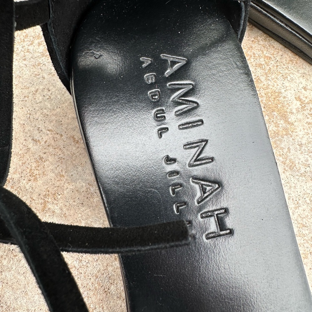 AMINAH ABDUL JILLIL SUEDE LACE UP POINTED SANDALS WITH GLASS - Picture 11 of 13